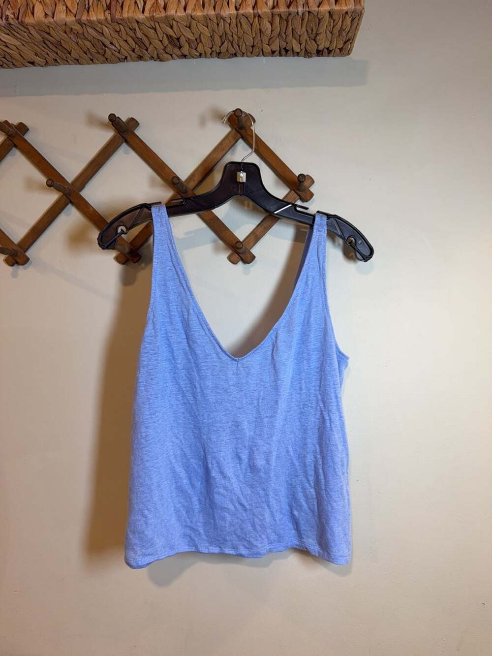 H&M 100% Linen V-Neck Tank Top Blue Size M
